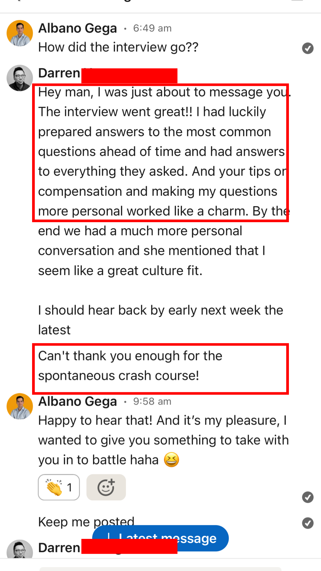 Client testimonial