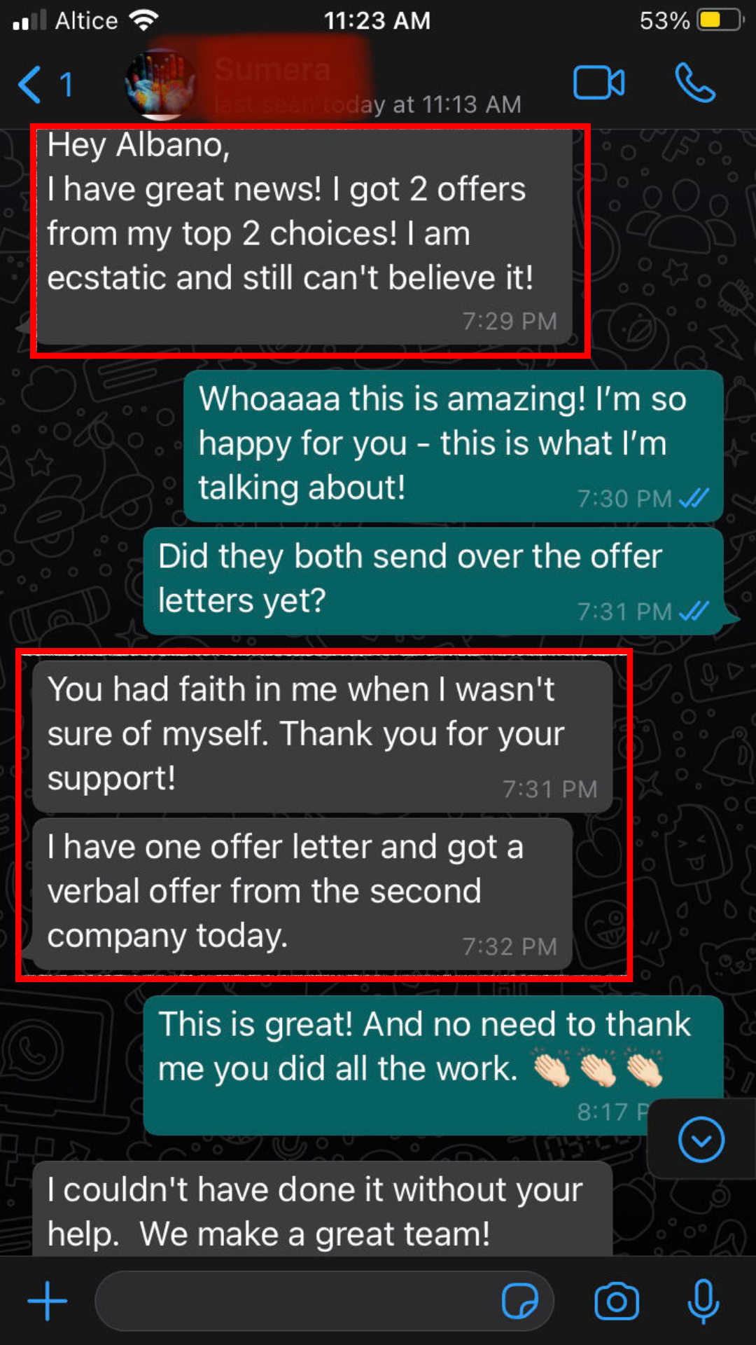 Client testimonial