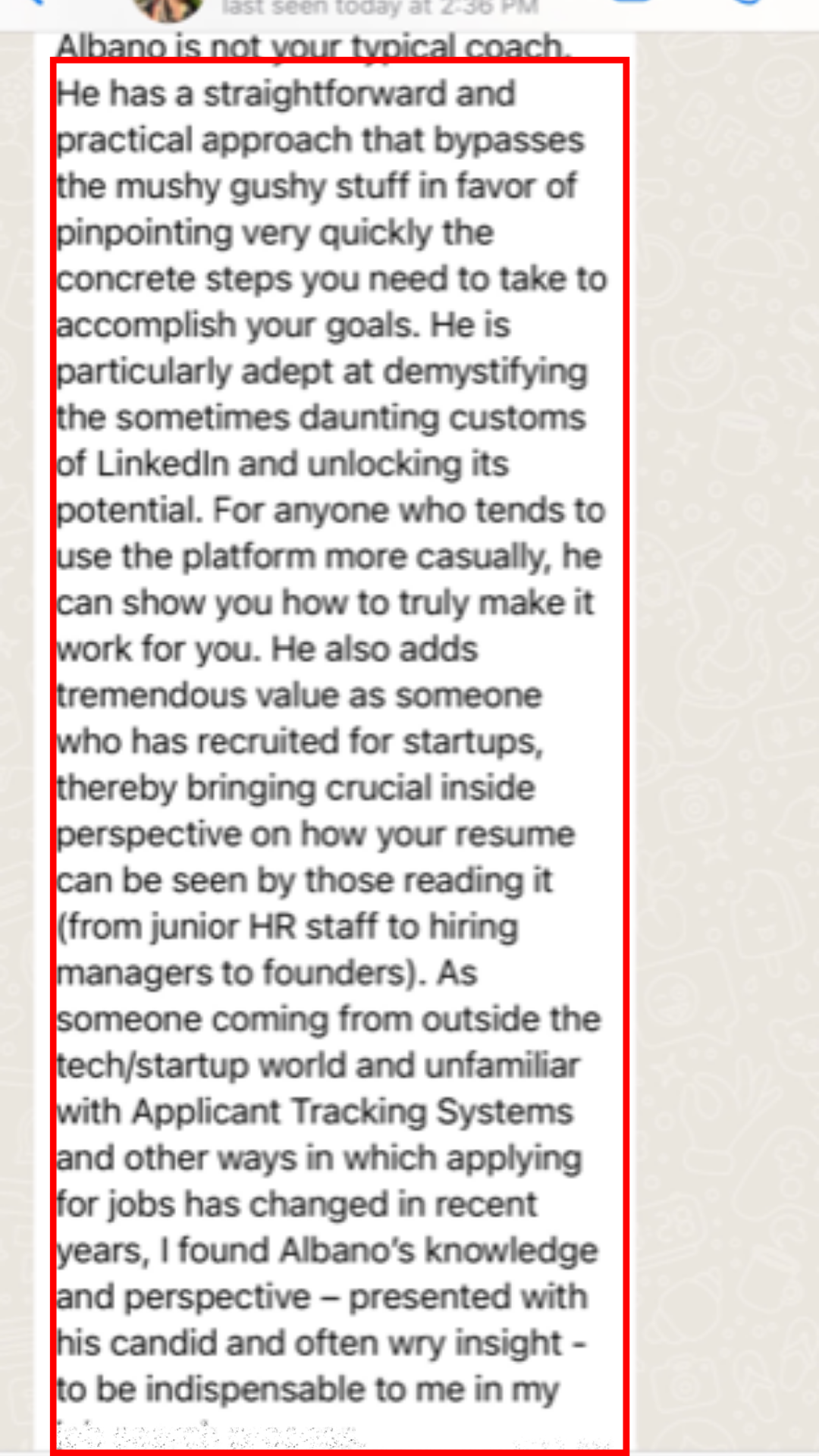 Client testimonial