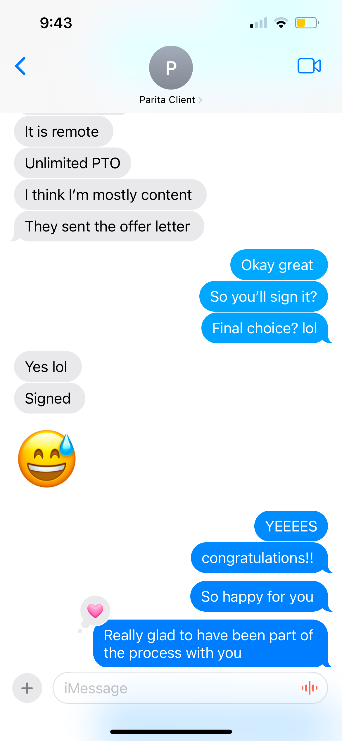 Client testimonial