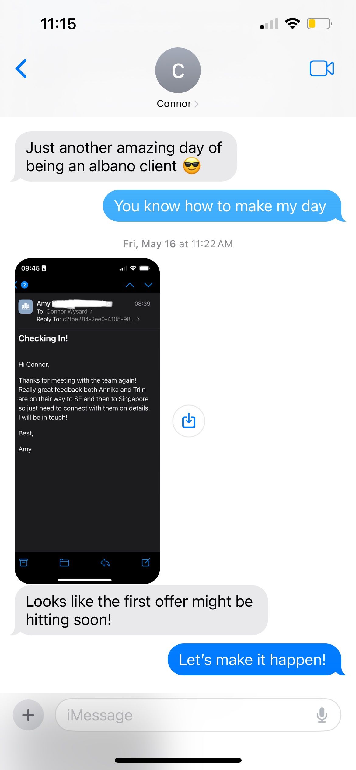 Client testimonial