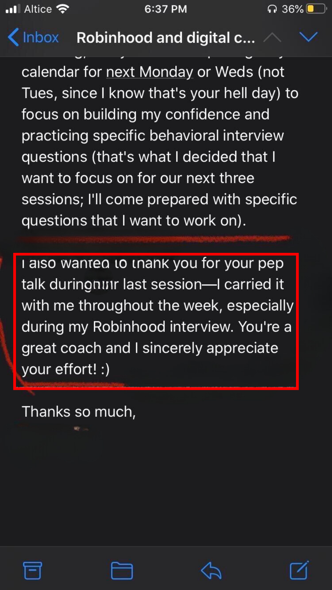 Client testimonial