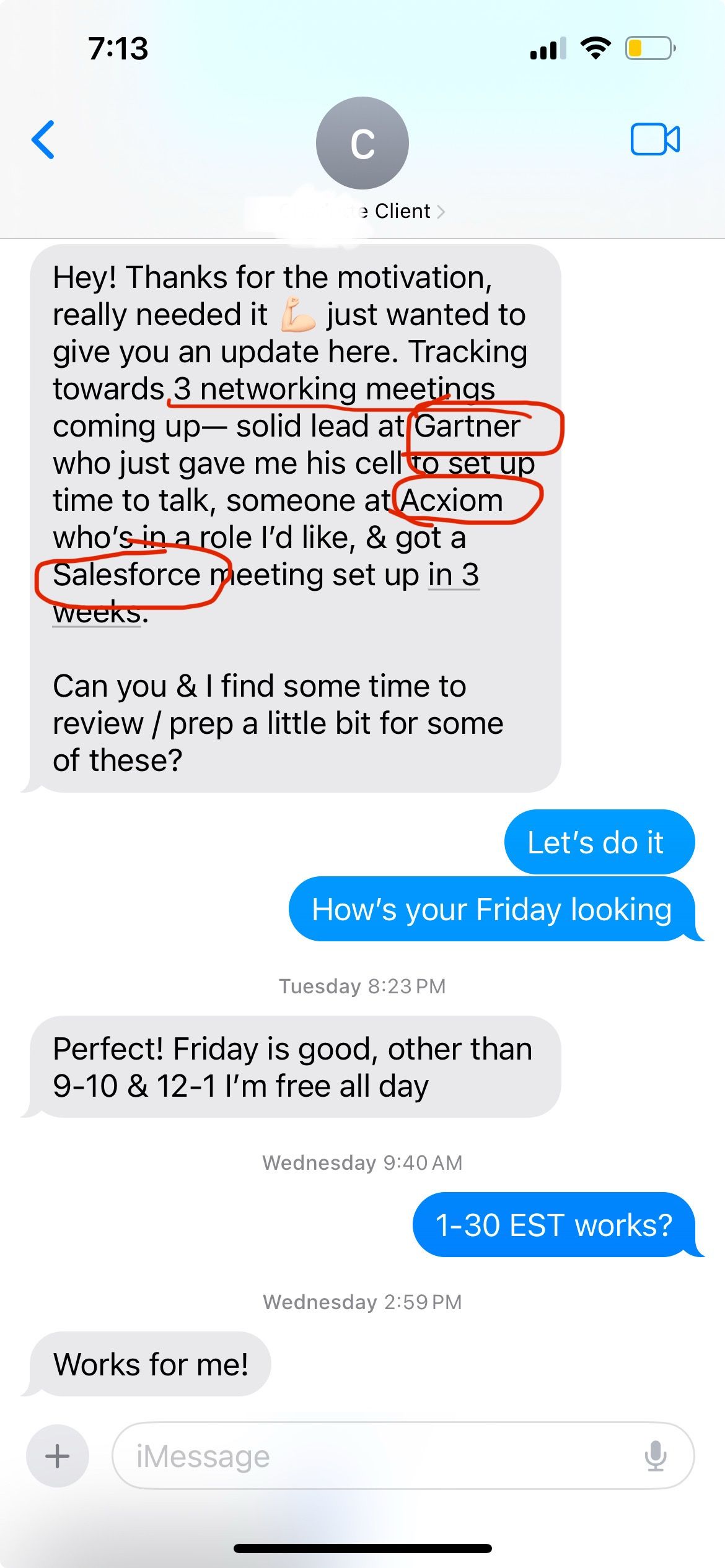 Client testimonial